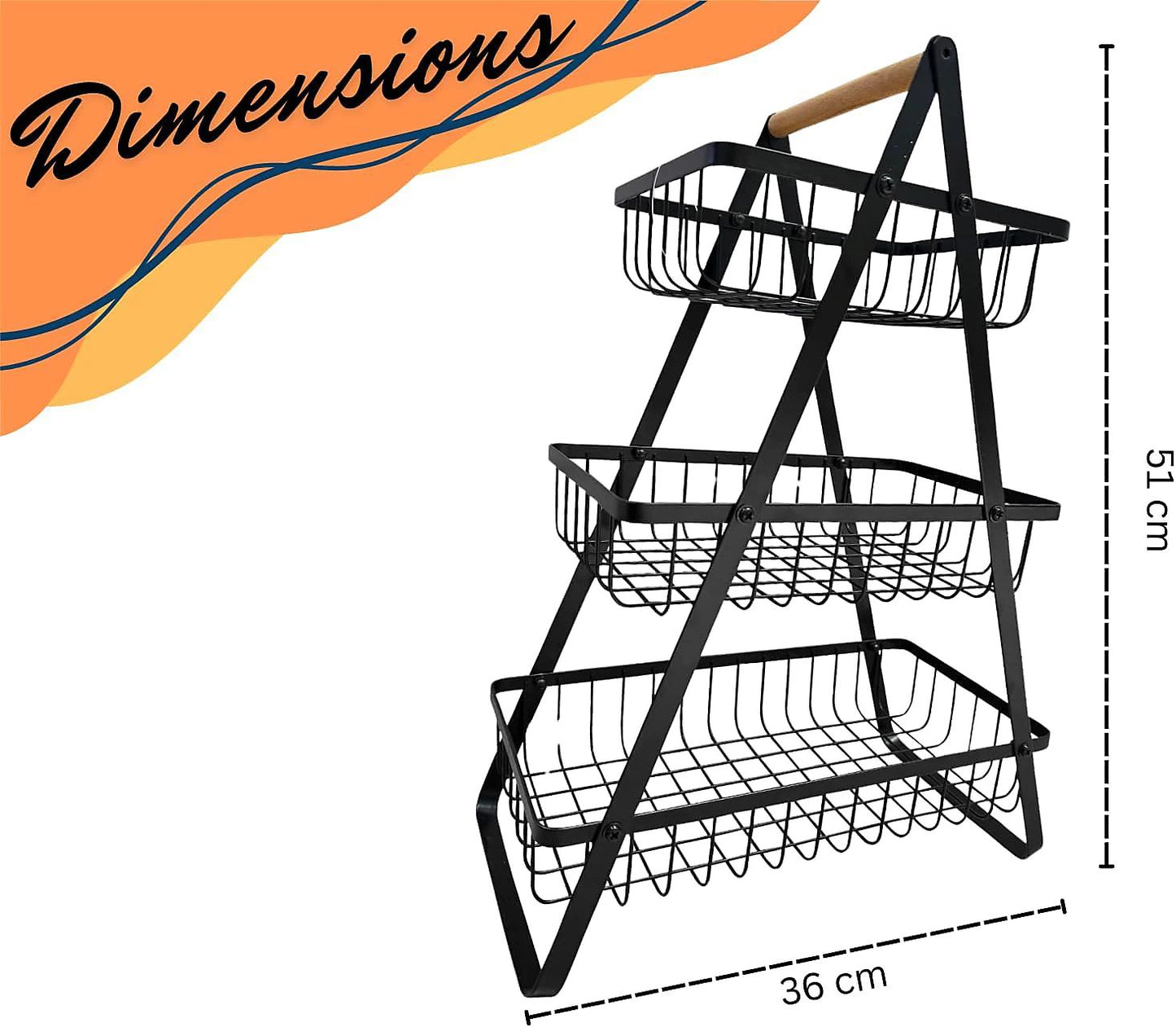 3-Tier Metal Storage Basket Rack – Kitchen & Home Organizer