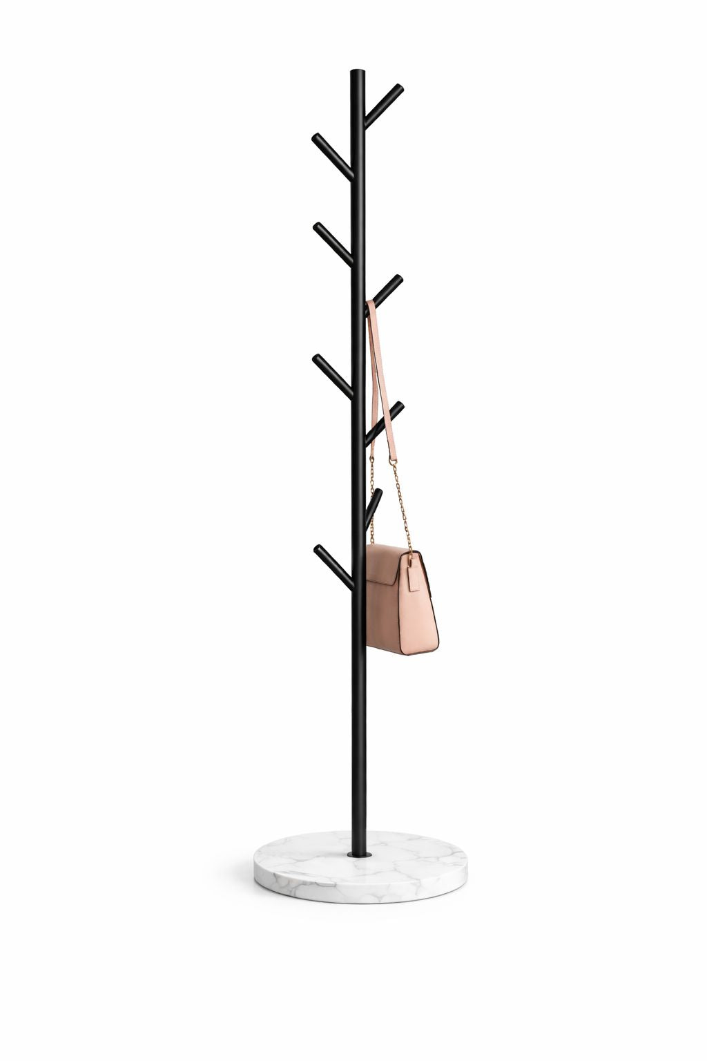 Modern Tree-Shaped Coat Rack Stand | Freestanding Metal Clothes & Bag Hanger with Marble Base | Entryway Organizer