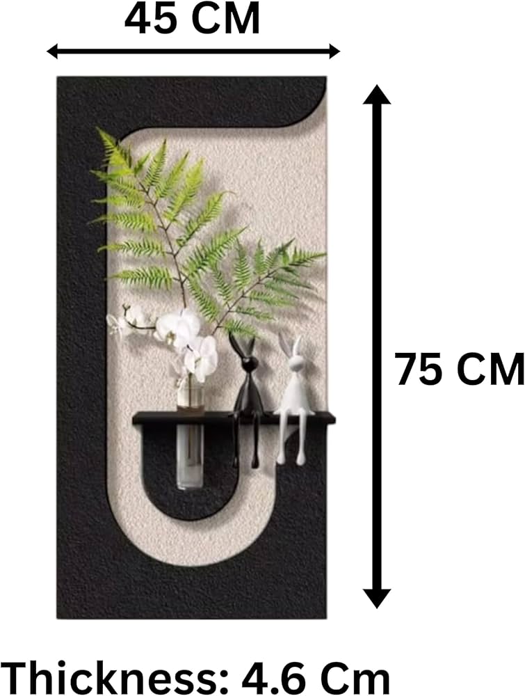 Anas Art and Crafts Modern LED Wall Decor with Shelf & Vase, Warm White Decorative Wall Light