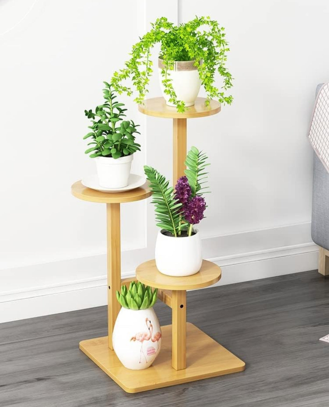 Modern 3 Tier Wooden Plant Stand for Indoor & Outdoor Use