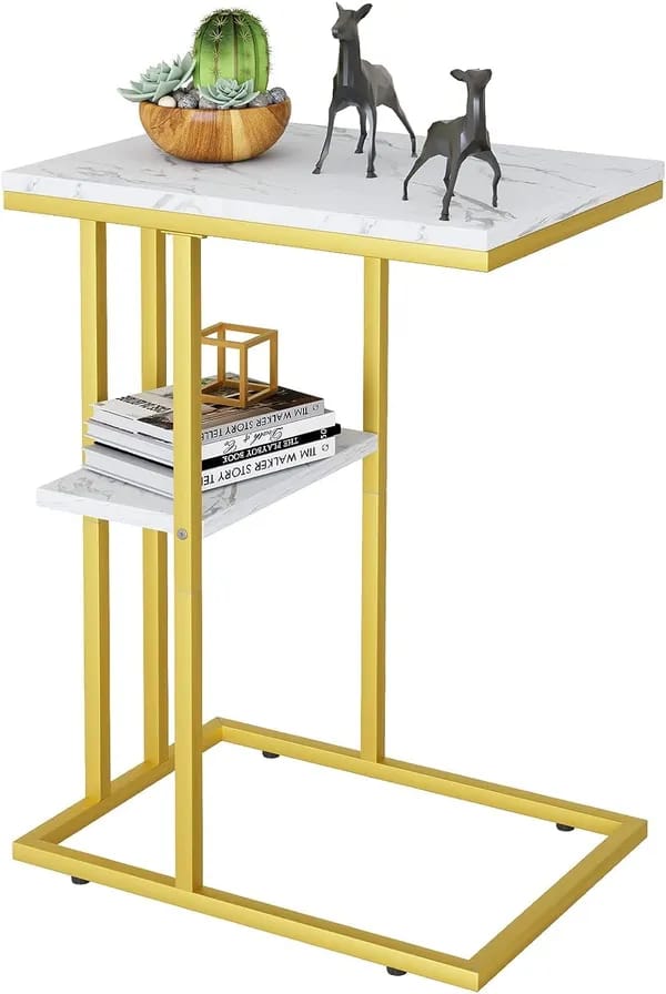 Gold C Table Gold Couch Side Table Snack Side Table For Sofa Couch Small Side Table Rusting Snack Table For Small Spaces Lving Room