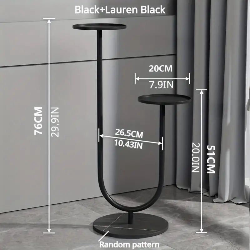 Modern Double-Tier Black Metal Plant Stand | Minimalist Flower Pot Holder | Luxury Indoor Plant Display Rack