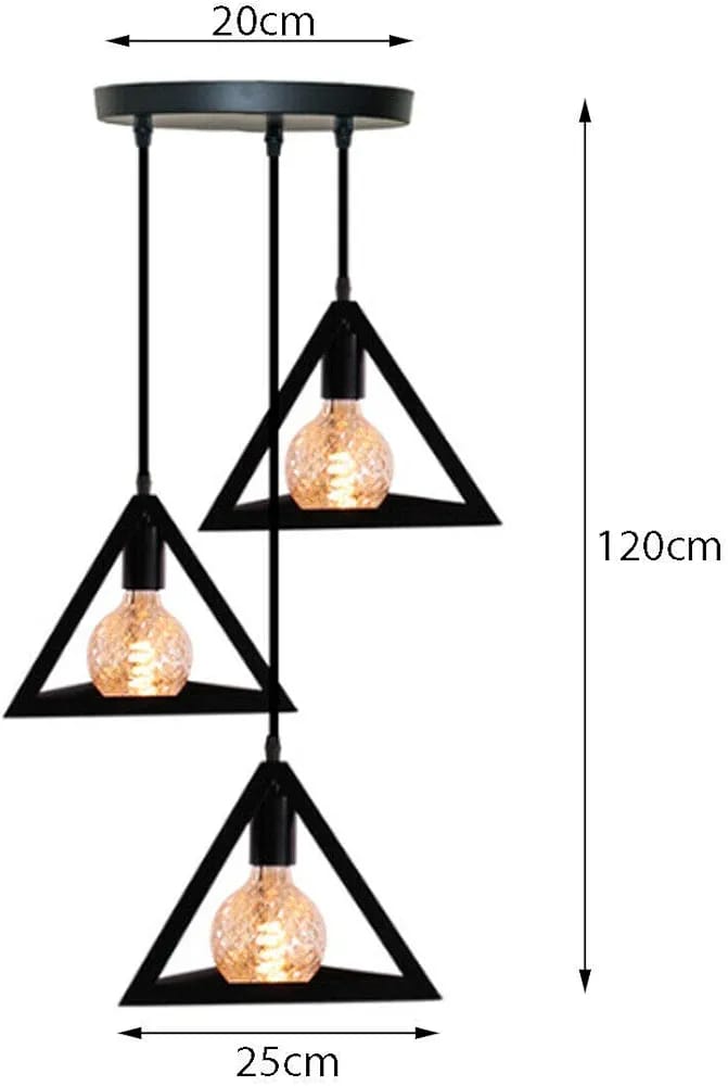 Modern Triangle 3-Light Pendant Lamp – Industrial Hanging Ceiling Light Fixture
