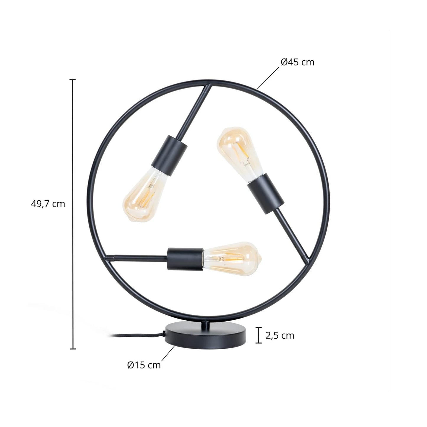 Modern Circular 3-Light Table Lamp – Industrial Metal Decorative Desk Light