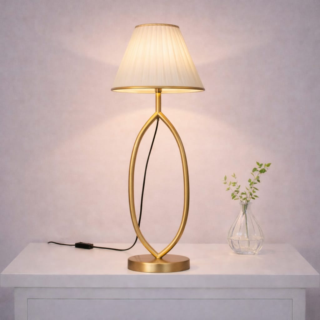 Modern Gold Oval Table Lamp – 24 Inch Decorative Bedside Light