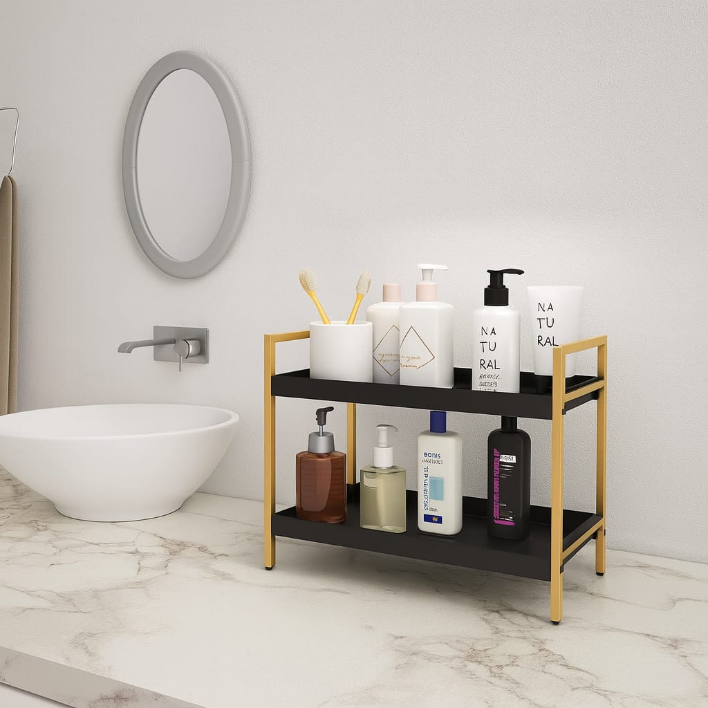 Modern 2-Tier Metal Storage Rack – Kitchen Counter Organizer