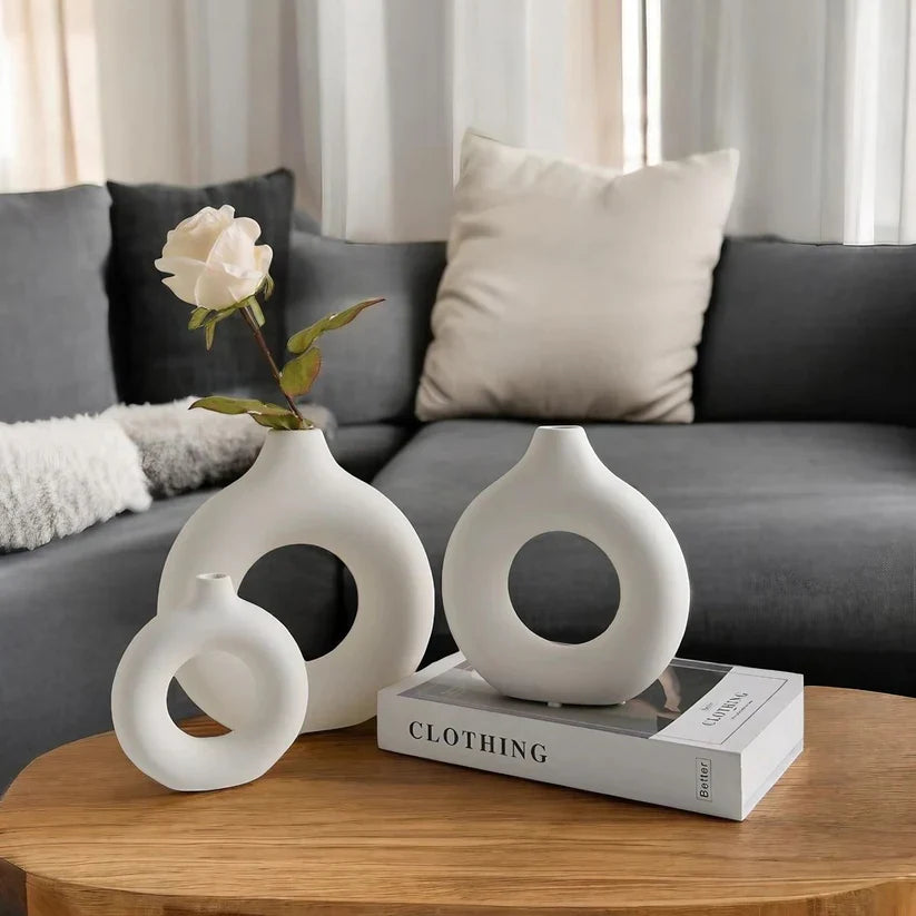 Modern Donut Ceramic Vase Set (3 Sizes)