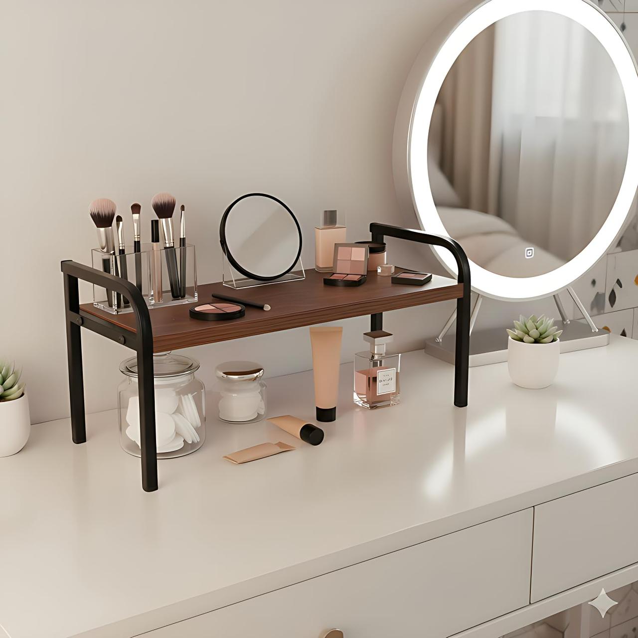 Kitchen Countertop Organizer Shelf – Wooden & Metal Storage Rack