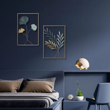 Gold Color Metal Wall Decor Leaf Wall Hanging Decoration,(W-2P)