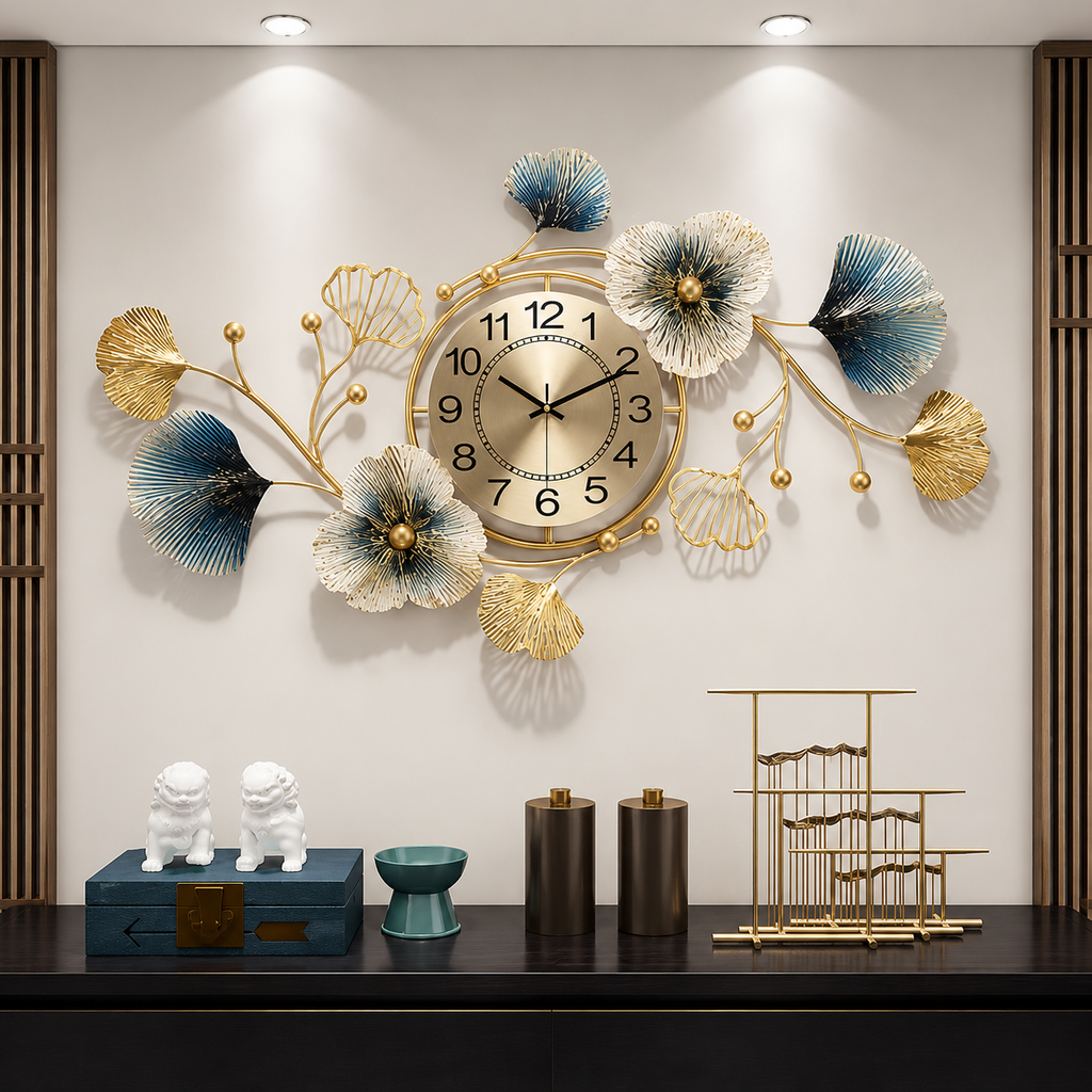 METAL WALL ART – PREMIUM HANDCRAFTED ANTIQUE GOLD & TURQUOISE GREEN CIRCLE DESIGN