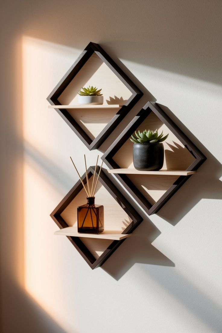 Shelf, Brown Wood with Black Frame