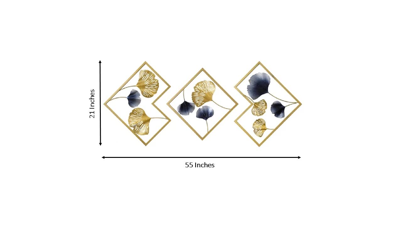 Gold Color Metal Wall Decor Leaf Wall Hanging Decoration, (W-BARFI)