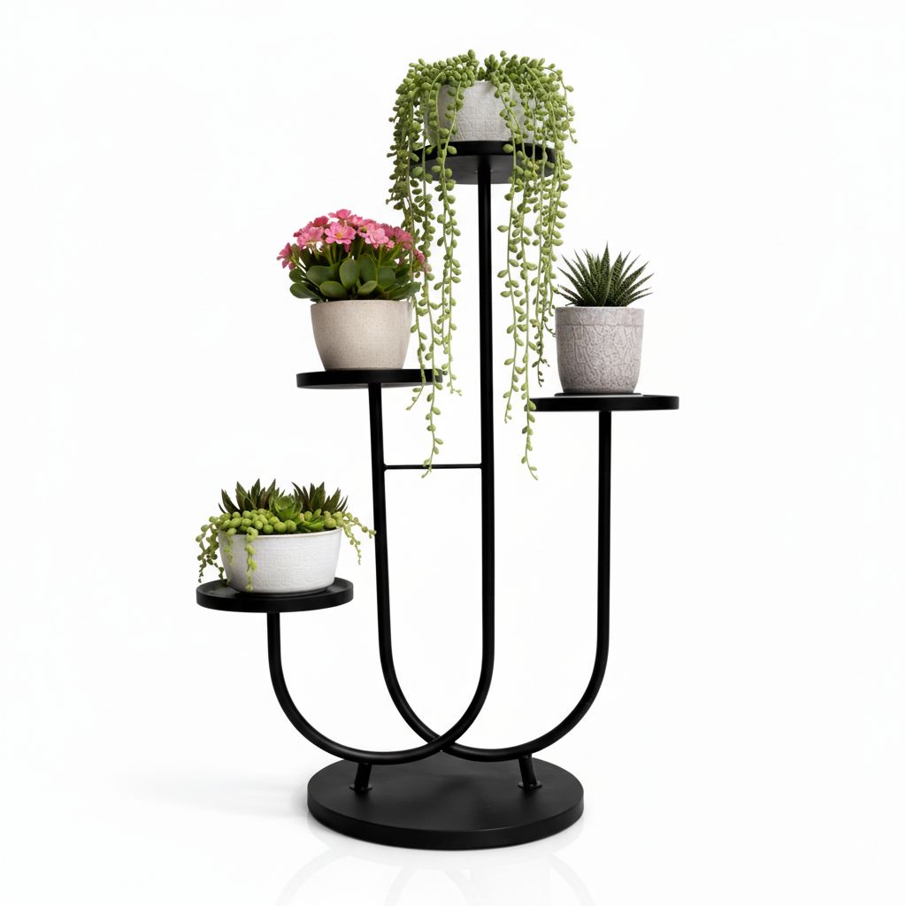 Luxury 4-Tier Gold Metal Plant Stand | Modern Multi-Level Flower Pot Display Rack | Decorative Indoor Plant Holder