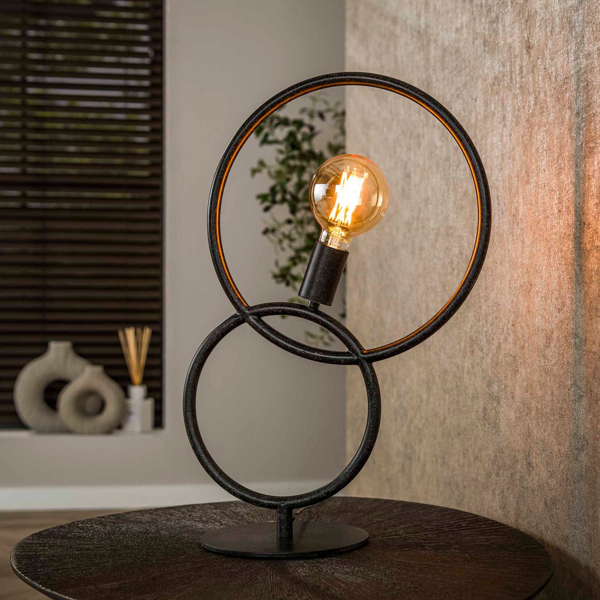 Modern Circular Table Lamp – Industrial Ring Design Decorative Bedside Light