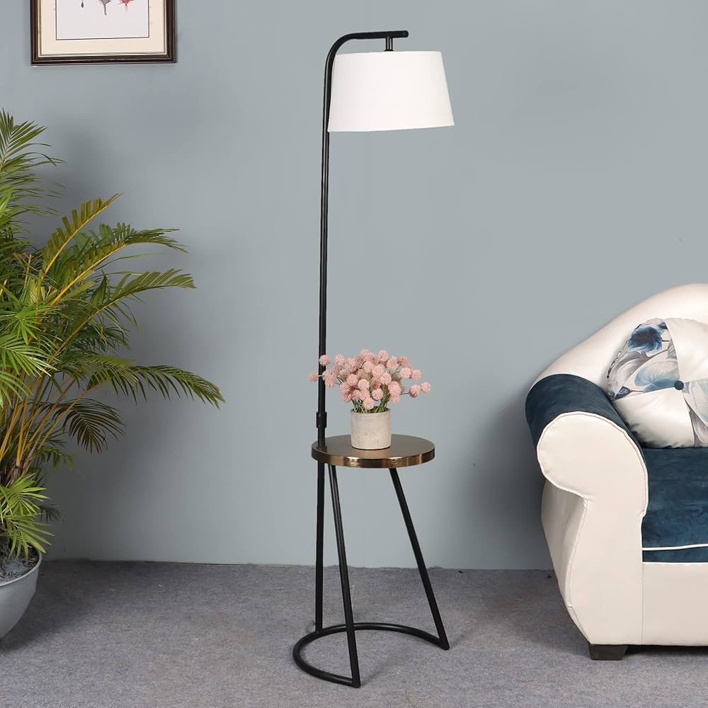 Modern Floor Lamp with Side Table | Nordic Standing Lamp for Living Room
