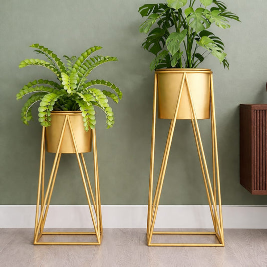 Aura Gold Metal Plant Stand (Set of 2) – Elegant Home Decor