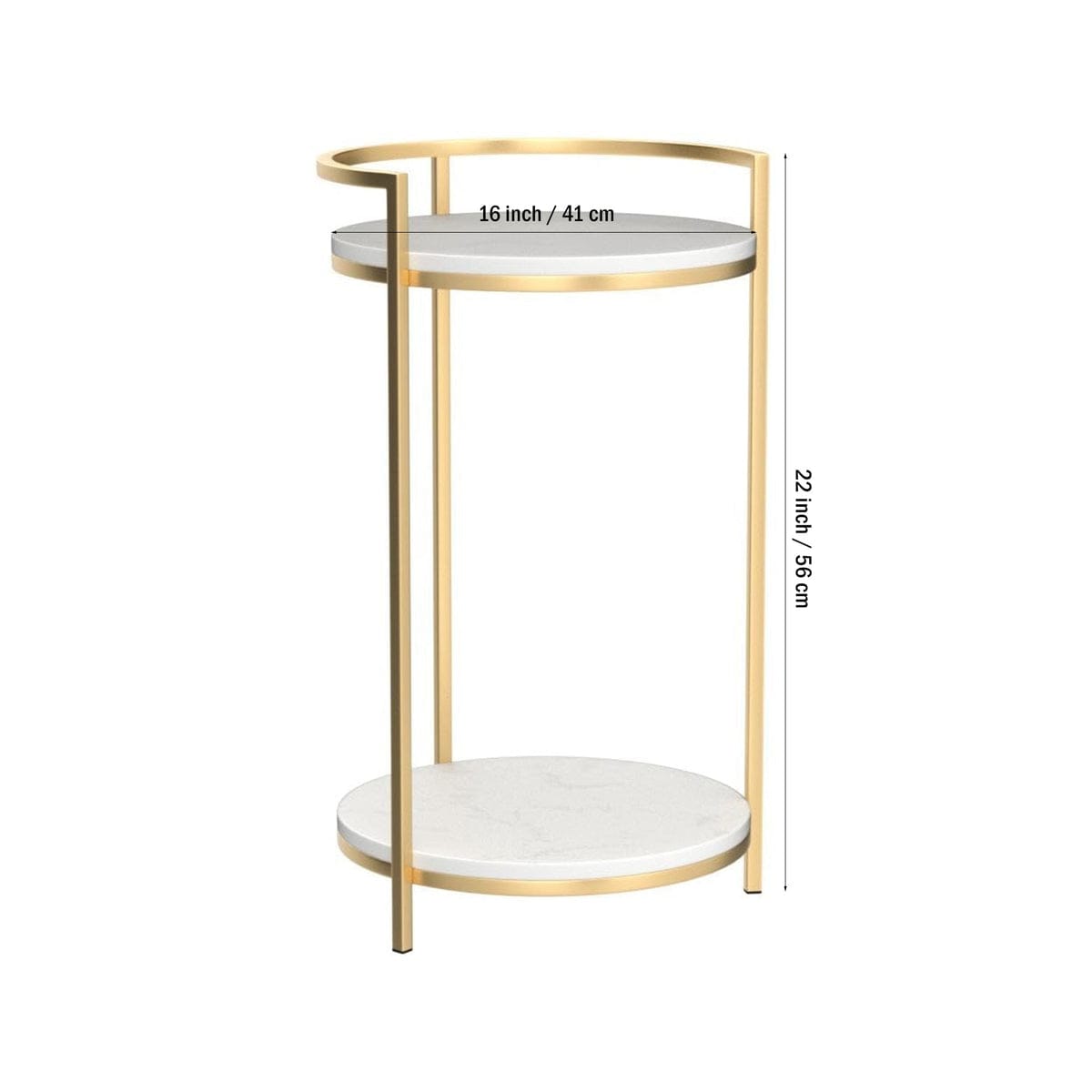 Premium Metallic Stand Two Layer Wooden Side Table