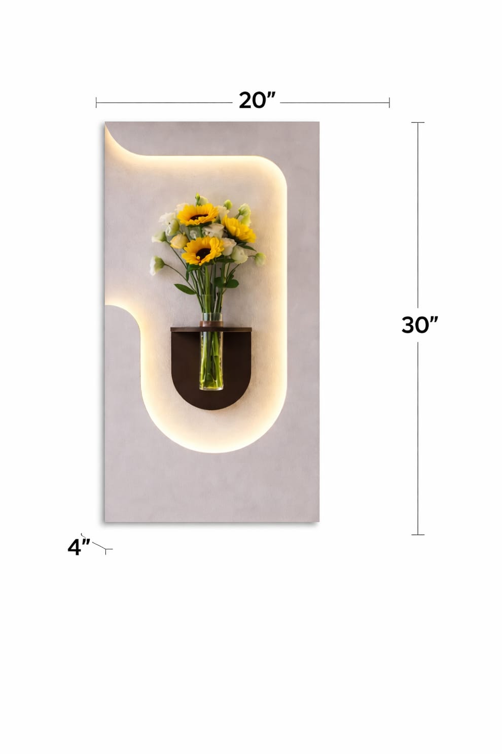 Modern LED Wall Vase Panel (20” x 30”)
