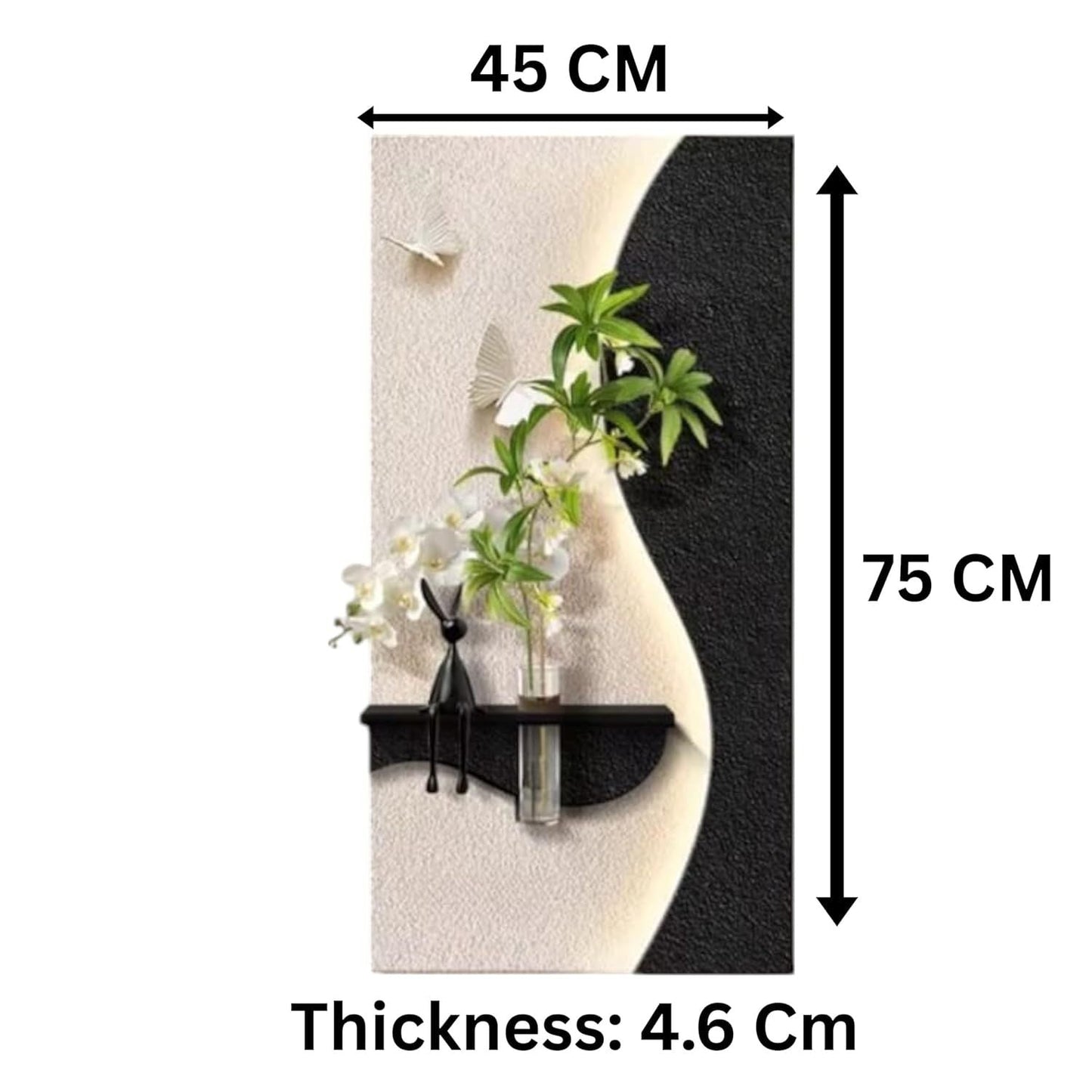 Modern LED Wall Shelf with Glass Vase Holder – Artistic Decorative Wall Panel