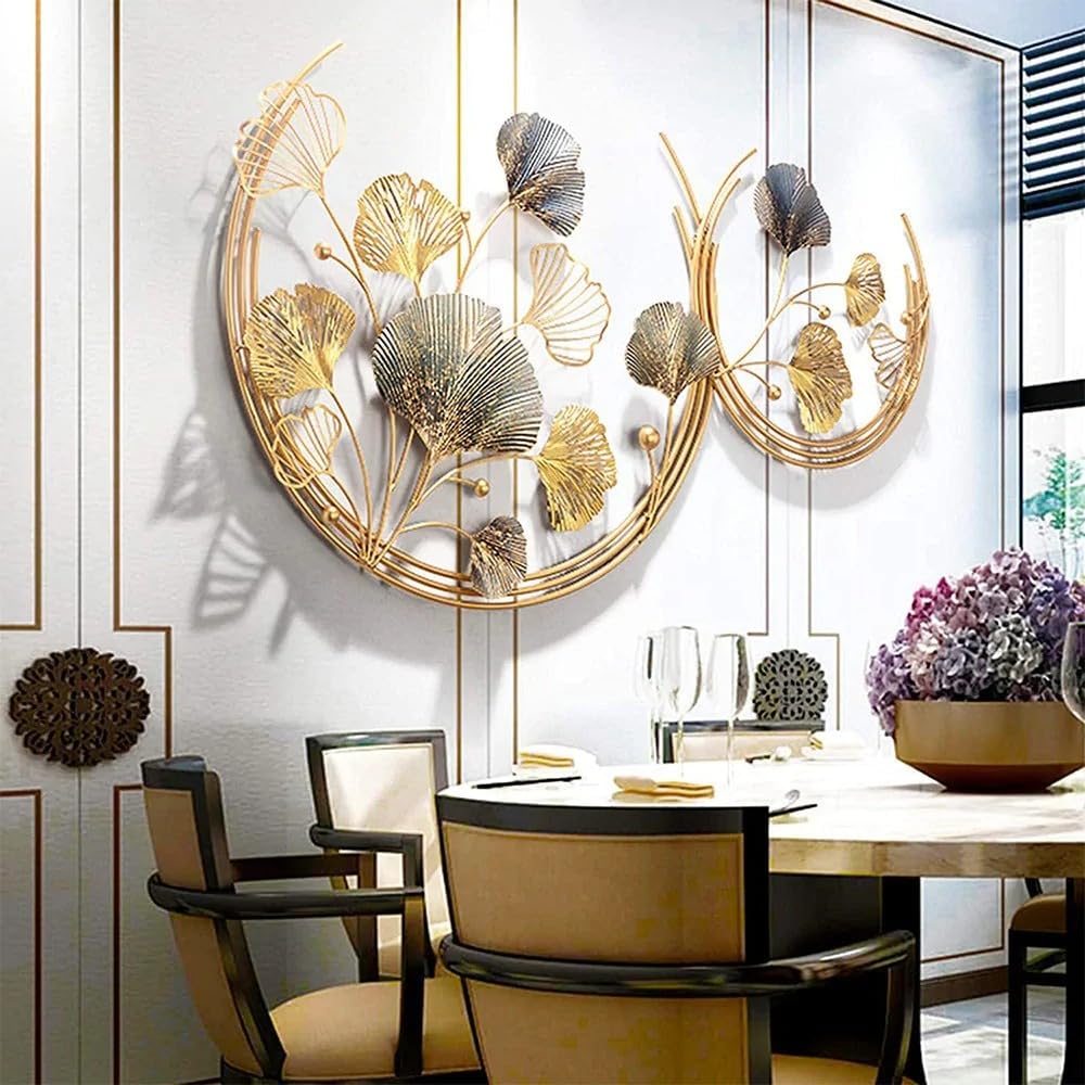 Gold Color Metal Wall Decor Leaf Wall Hanging Decoration,
