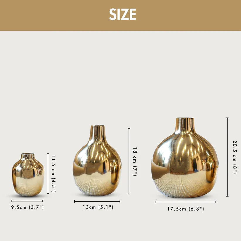 Premium Gold Decorative Vase for Fresh Flowers, Artificial Arrangements &amp; Elegant Home Styling