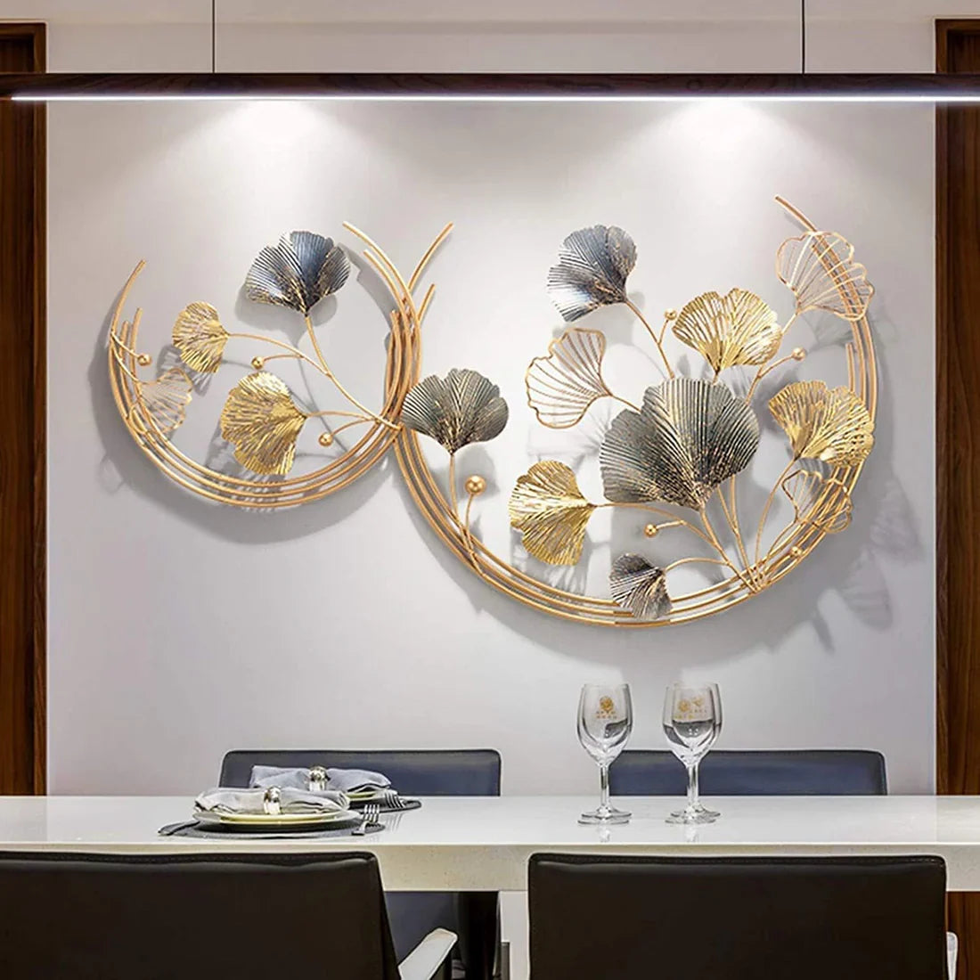 Gold Color Metal Wall Decor Leaf Wall Hanging Decoration,