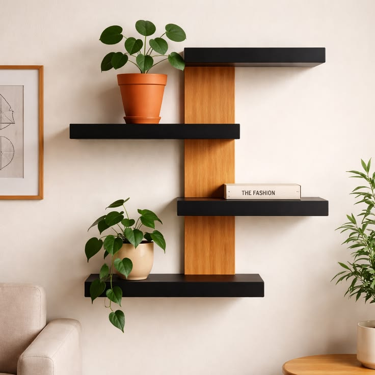 Luxury wall shelf wooden