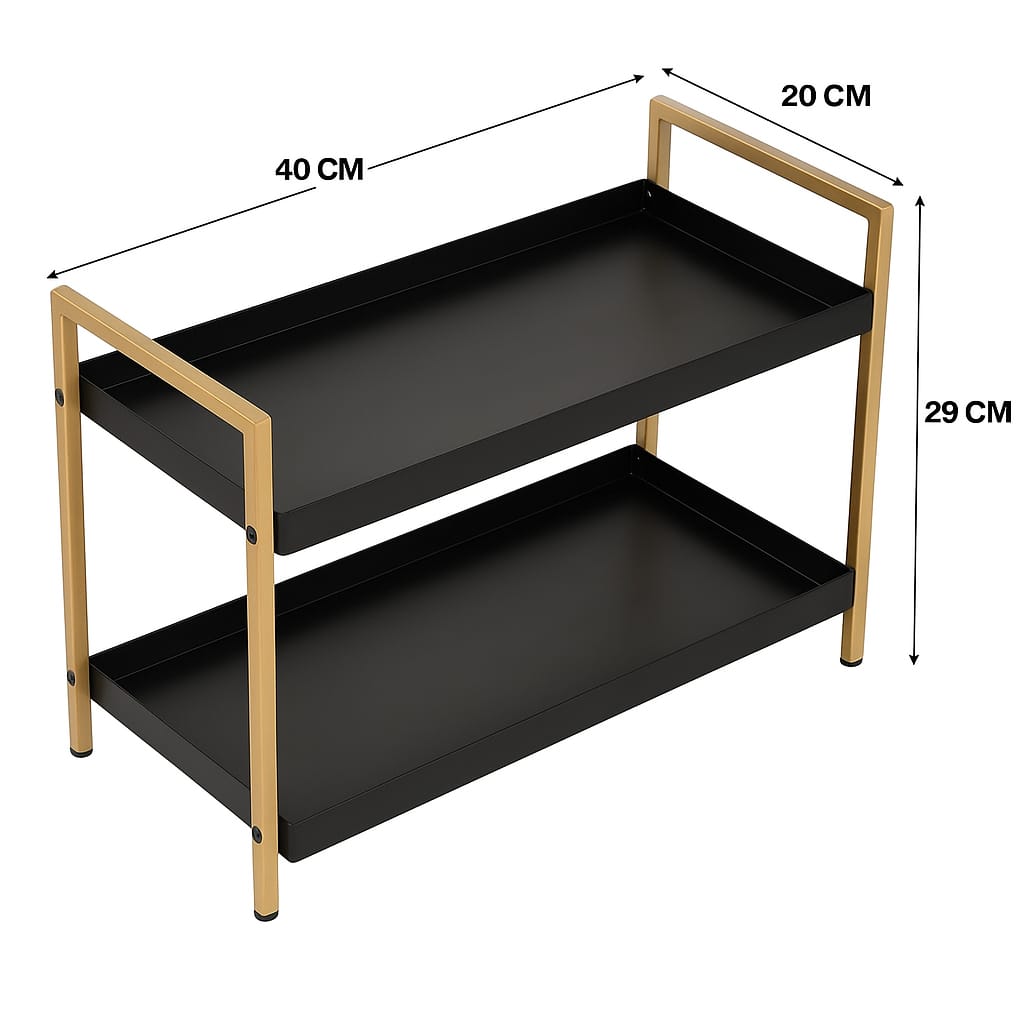 Modern 2-Tier Metal Storage Rack – Kitchen Counter Organizer