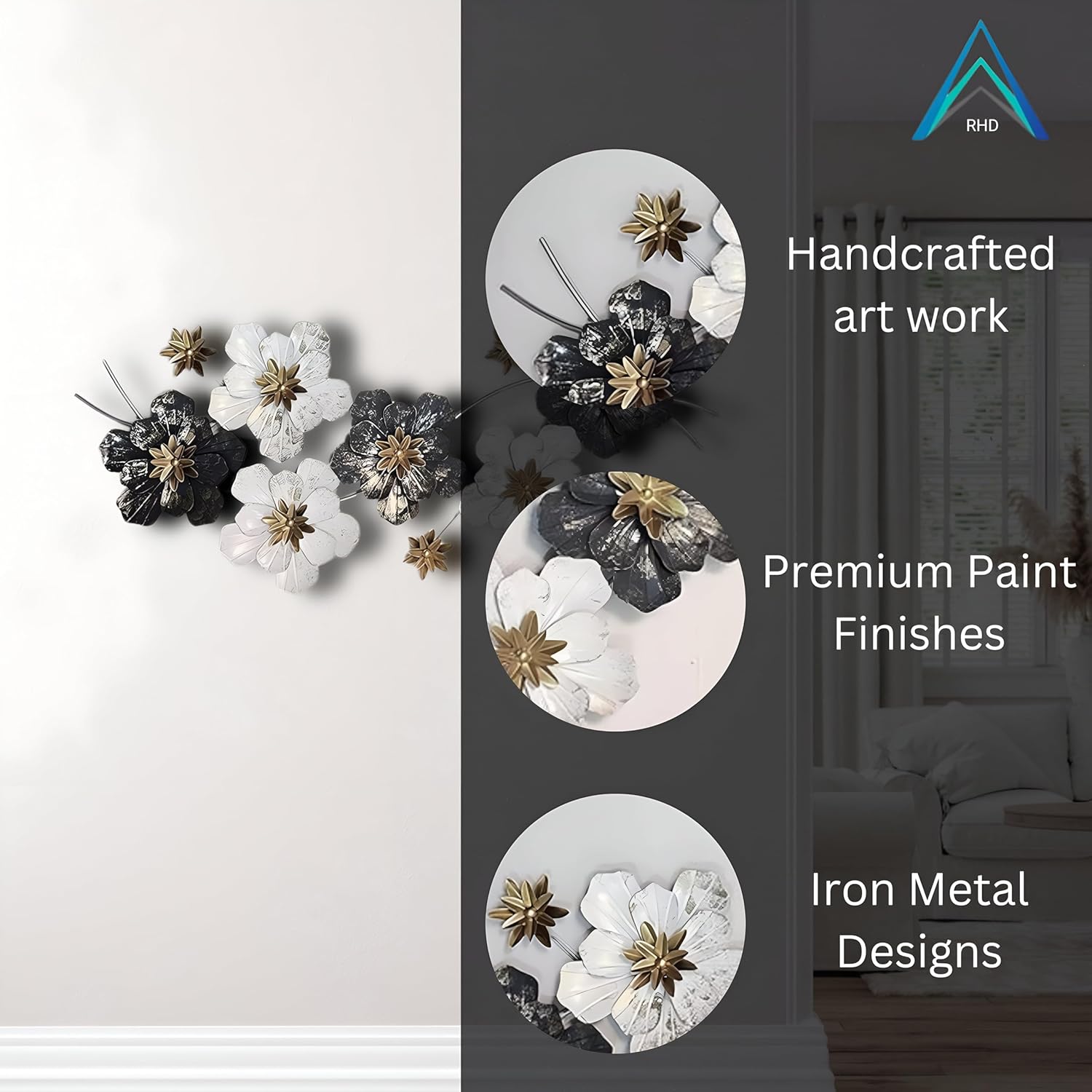 Metal Wall Art Modern Wall Hanging for Bedroom & Home (W-007)