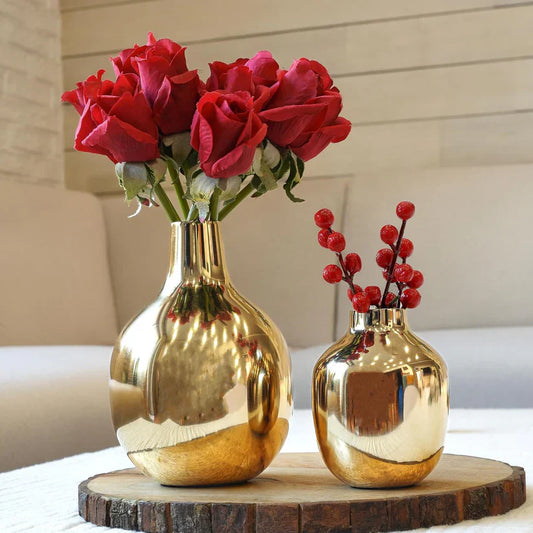 Gold Metal Flower Vase for Home Décor, Wedding Centerpieces, Living Room & Dining Table Decoration