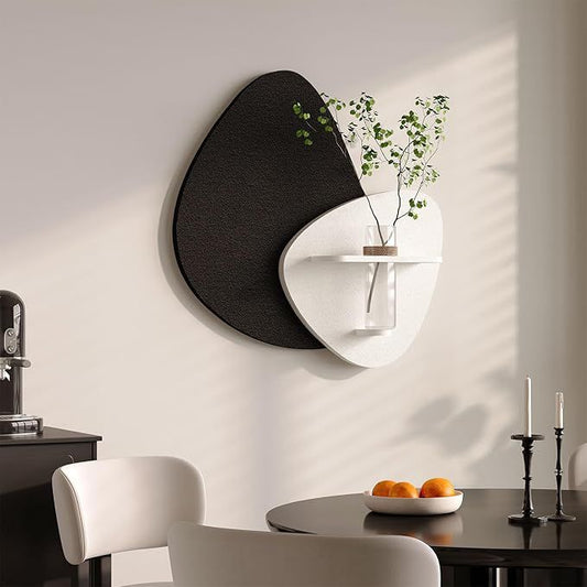 Modern Abstract Wall Art Shelf with Glass Vase Holder | Luxury Decorative Floating Shelf | Contemporary Wall Décor Accent