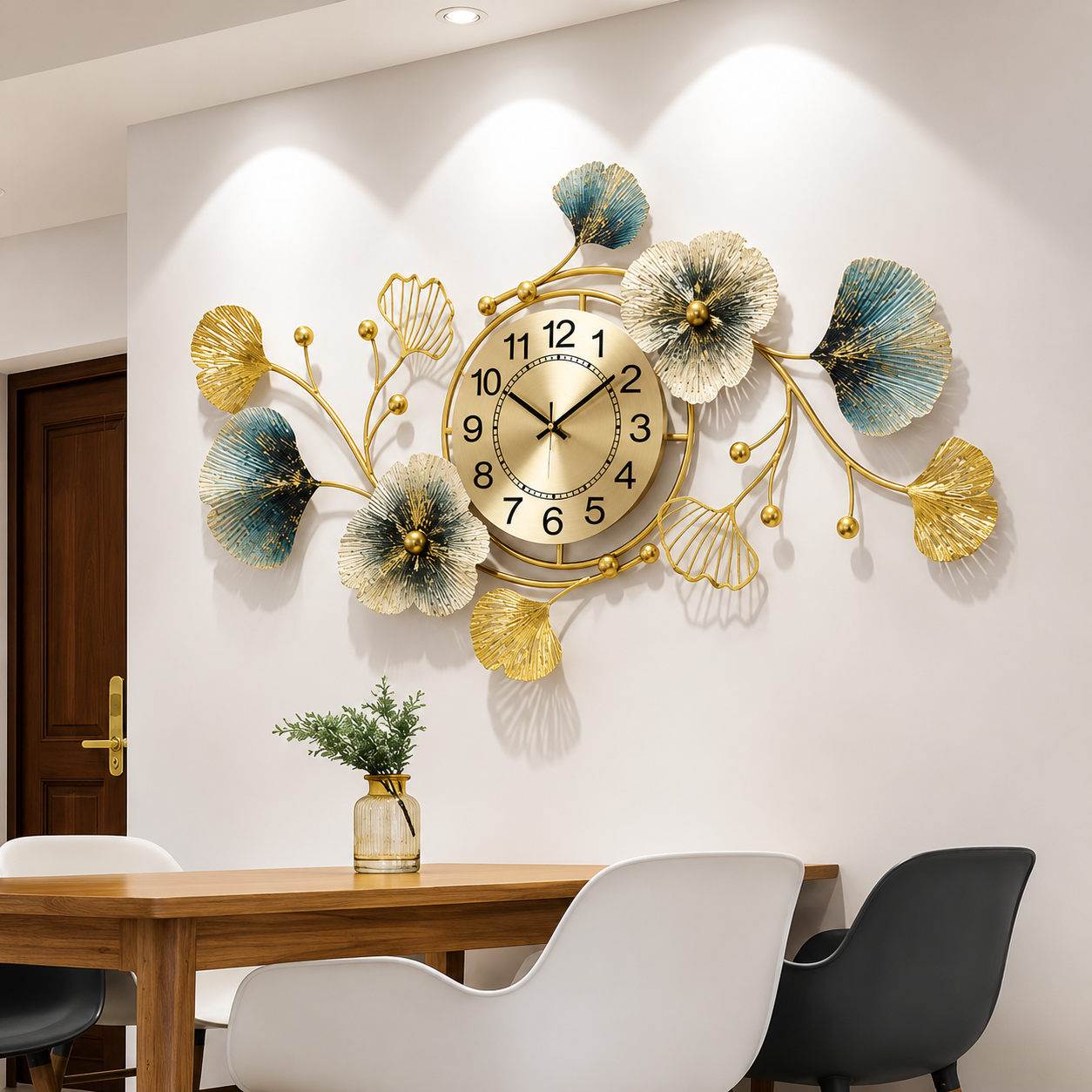 METAL WALL ART – PREMIUM HANDCRAFTED ANTIQUE GOLD & TURQUOISE GREEN CIRCLE DESIGN