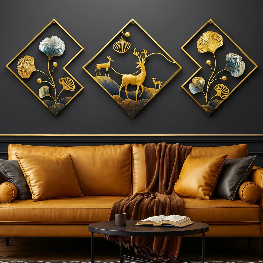 Metal Wall Art Modern Wall Hanging for Bedroom & Home (W-DEER)
