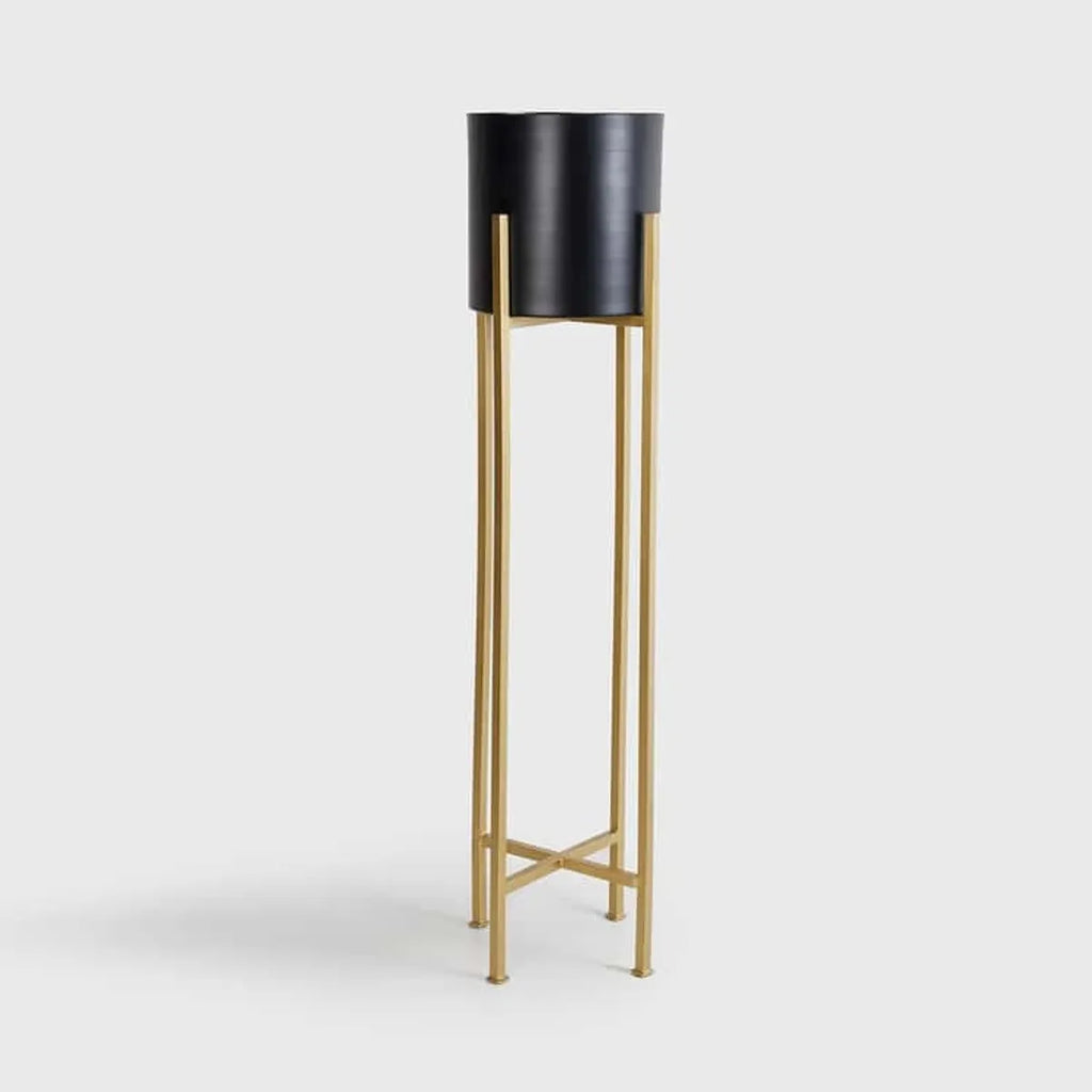 Black Metal Plant Stand Set-3-Piece Pot Gold