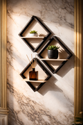 Shelf, Brown Wood with Black Frame