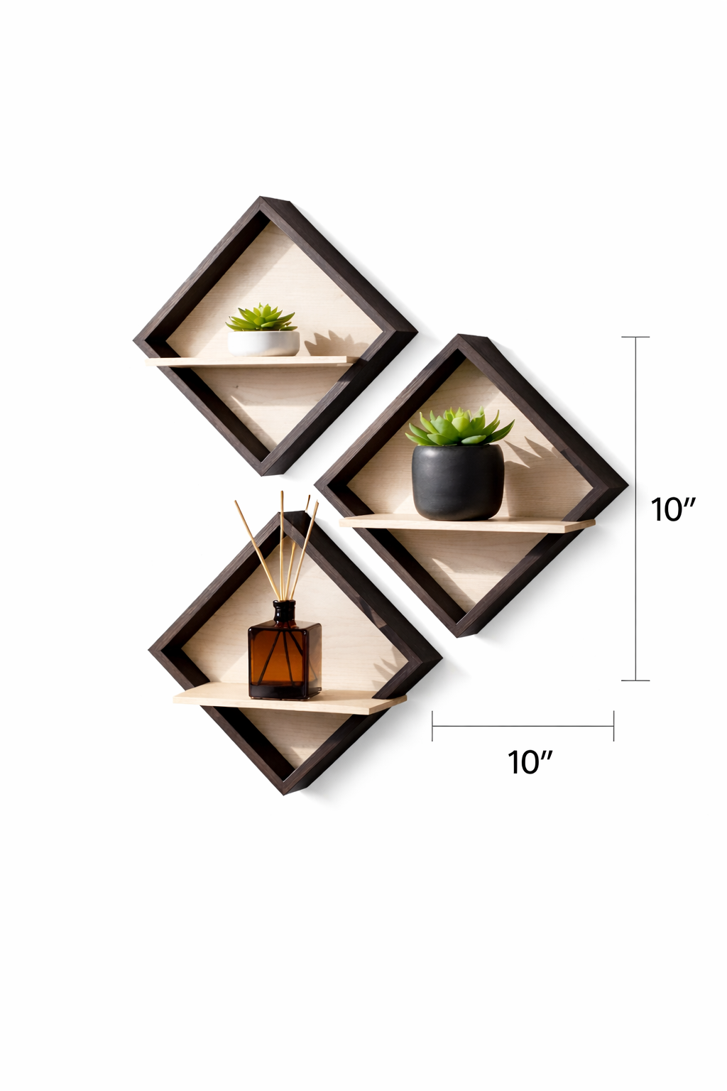 Shelf, Brown Wood with Black Frame