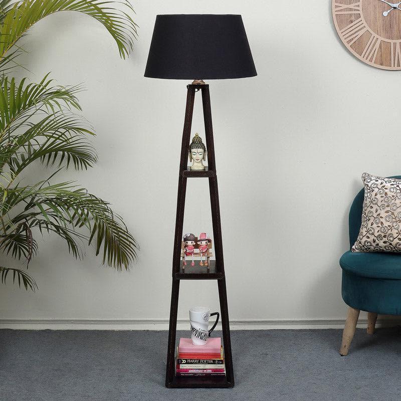 Modern Wooden Floor Lamp with Black Shade | Decorative Standing Lamp for Living Room, Bedroom & Office | 59.4 Inch Tall