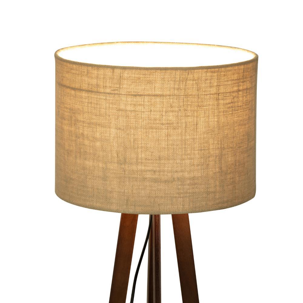 Modern Wooden Floor Lamp with Storage Shelves | Decorative Standing Lamp for Living Room, Bedroom & Office | Premium Fabric Shade