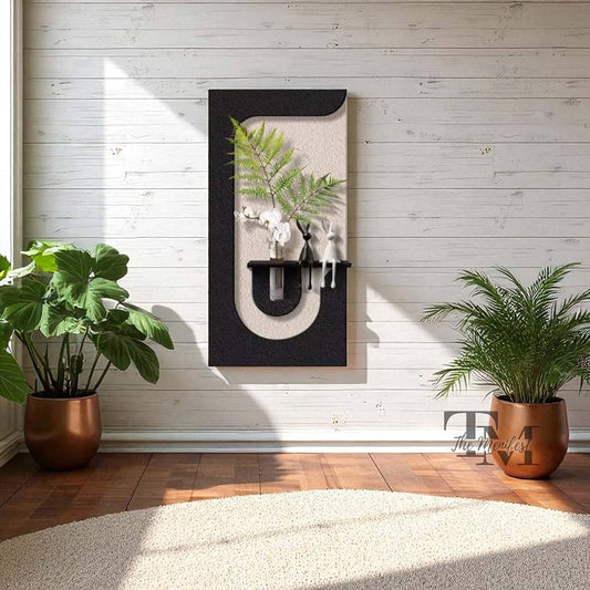 Anas Art and Crafts Modern LED Wall Decor with Shelf & Vase, Warm White Decorative Wall Light