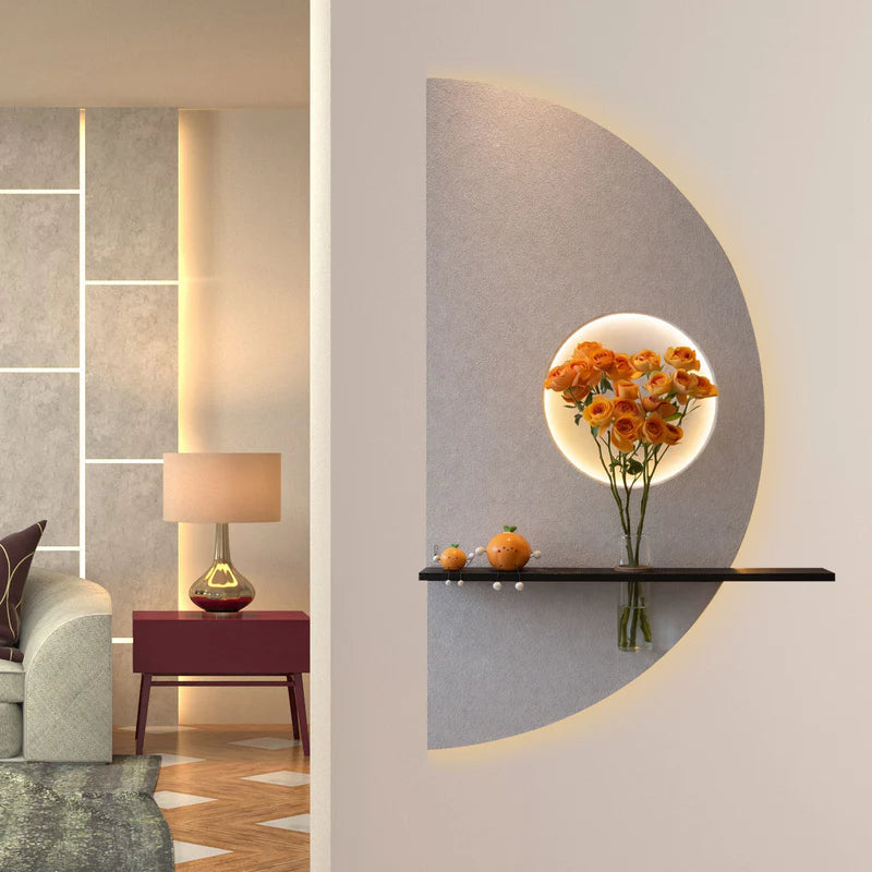 Modern LED Wall Light with Shelf & Glass Vase, Warm White Decorative Wall Lamp for Living Room, Bedroom & Home Decor