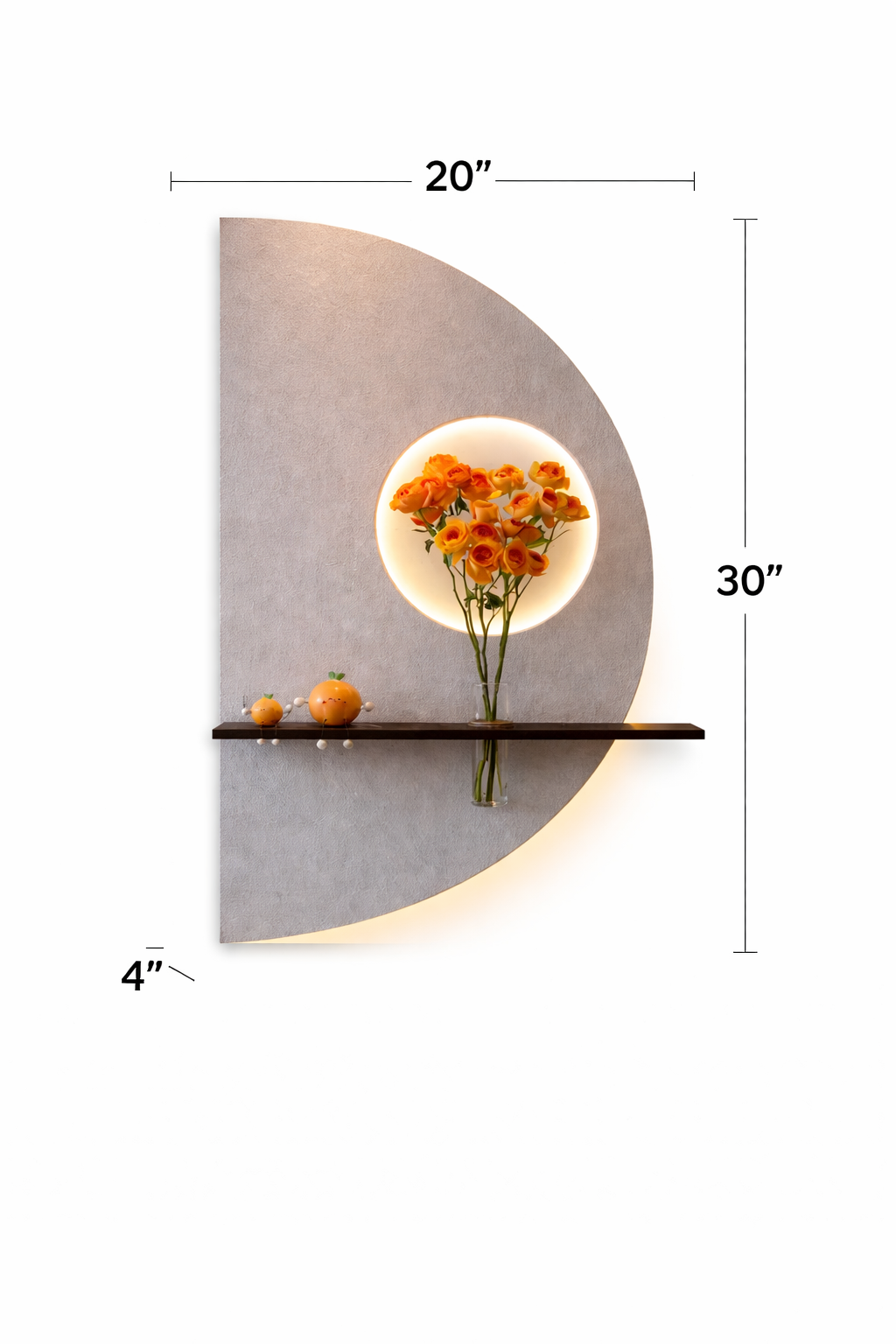 Modern LED Wall Light with Shelf & Glass Vase, Warm White Decorative Wall Lamp for Living Room, Bedroom & Home Decor