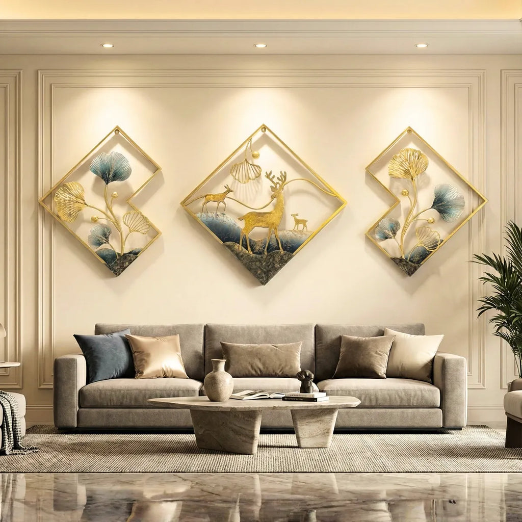Metal Wall Art Modern Wall Hanging for Bedroom & Home (W-DEER)