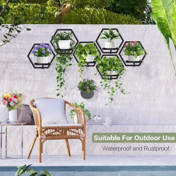 Black metal floor-standing plant stand with a black pot set of 4