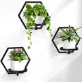 Black metal floor-standing plant stand with a black pot set of 4