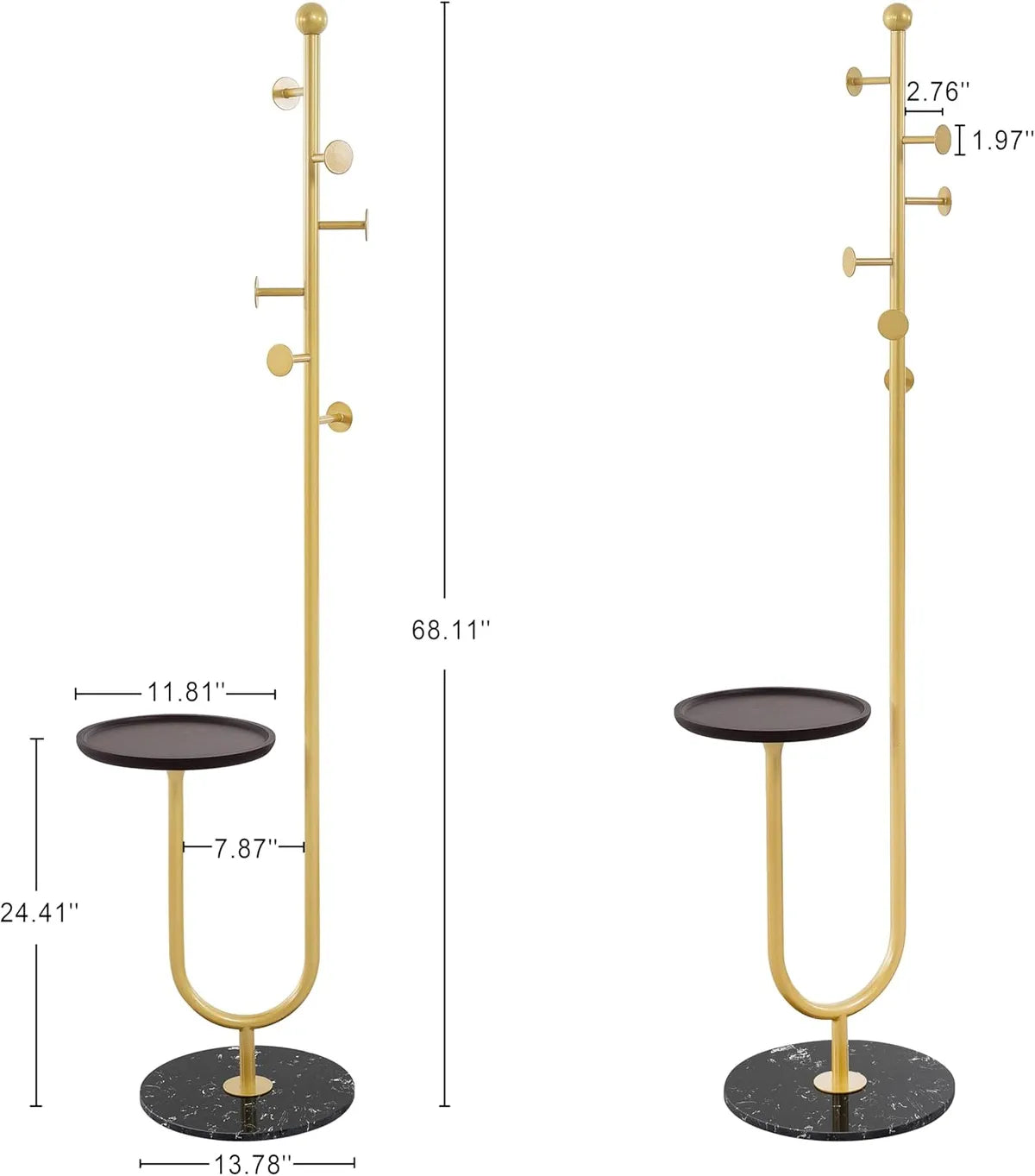 6 Hooks, Heavy Duty Wood Base Corner Coat Stand
