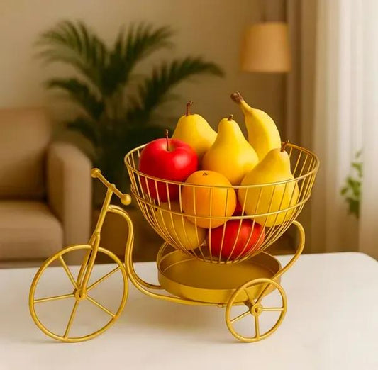 Luxury Gold Bicycle Fruit Basket – Decorative Metal Storage Organizer