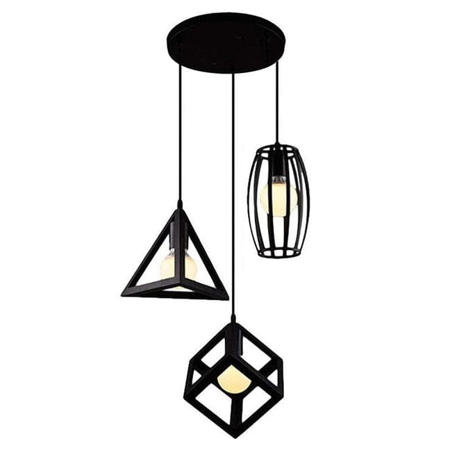 Modern Geometric 3-Light Pendant Ceiling Lamp – Industrial Decorative Hanging Light