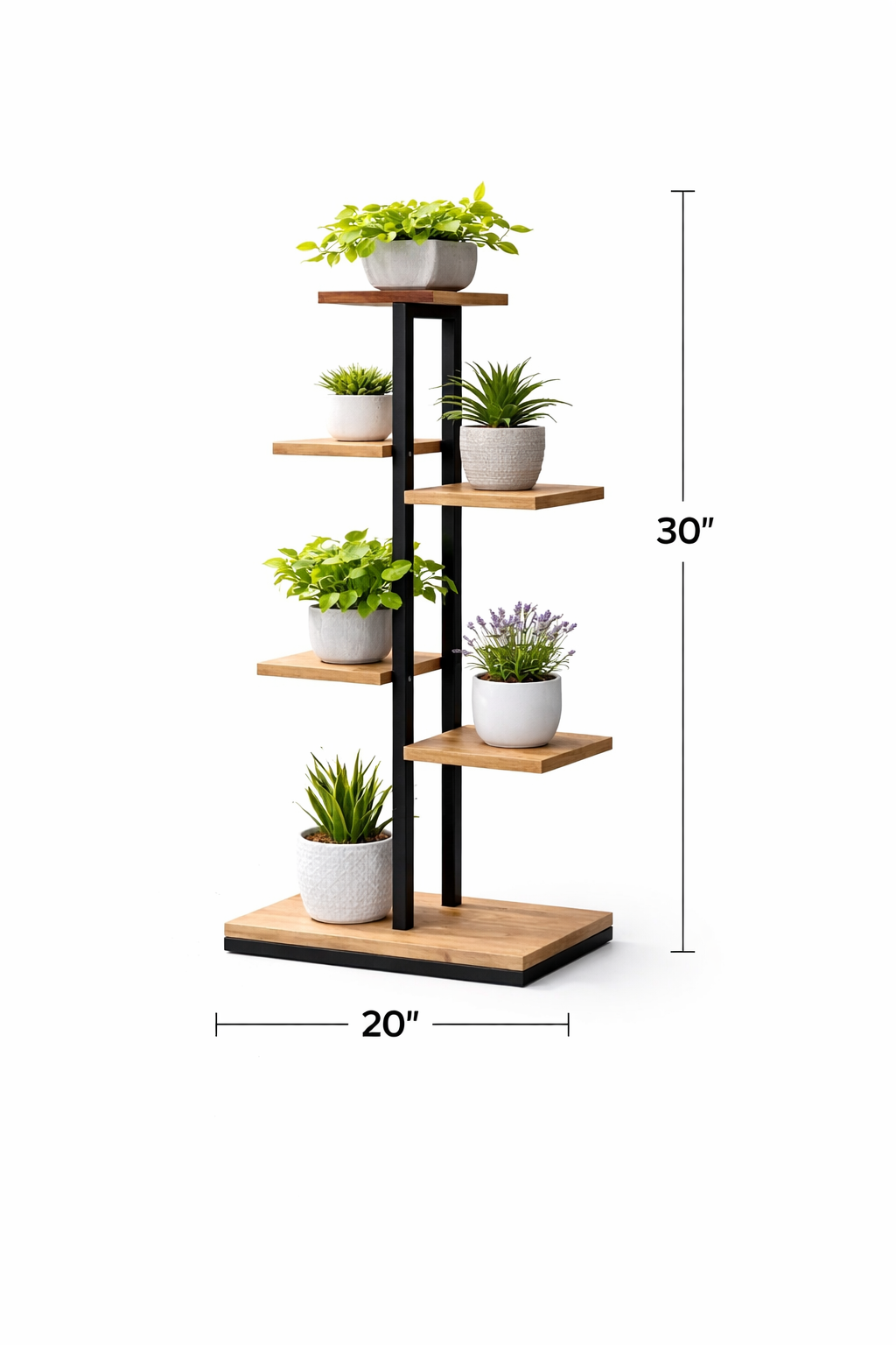 Shelf, Brown Wood with Black Metal Frame