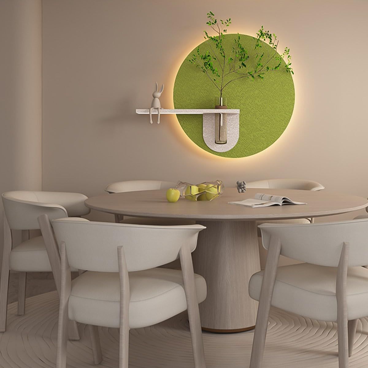Modern Decorative Wall Shelf with Glass Vase Holder – Minimalist Round Wall Décor