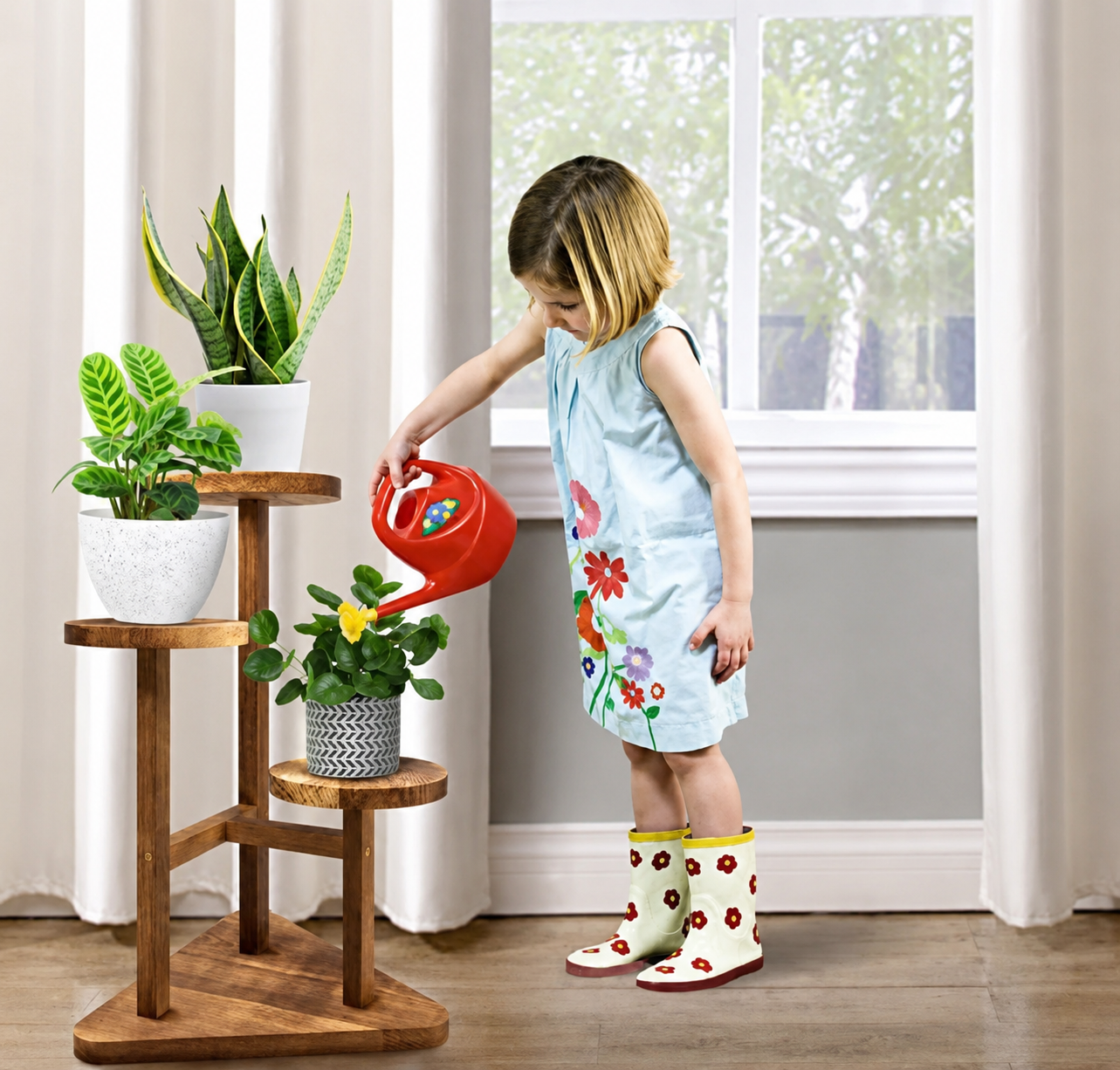 3 Tier Wooden Plant Stand for Indoor Plants | Modern Corner Flower Pot Holder | Multi-Level Display Rack
